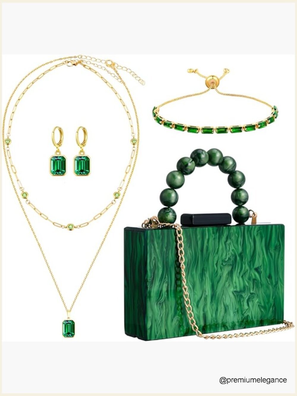 Acrylic Clutch with Jewelry Set - Evening Handbag & Necklace Earrings Bracelet